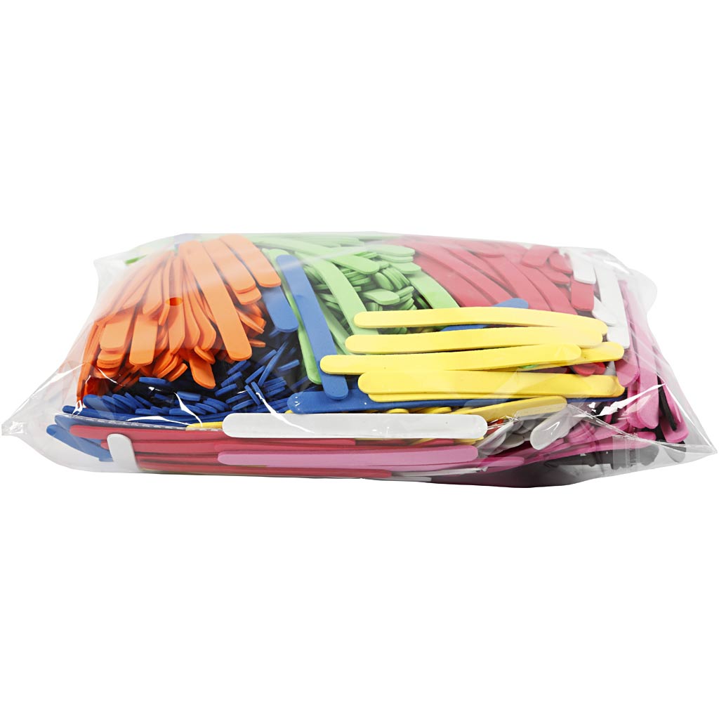 Moosgummi-Eisstiele, L 11,5 cm, B 1 cm, Dicke 2 mm, Sortierte Farben, 1000 Stk/ 1 Pck – Bild 2