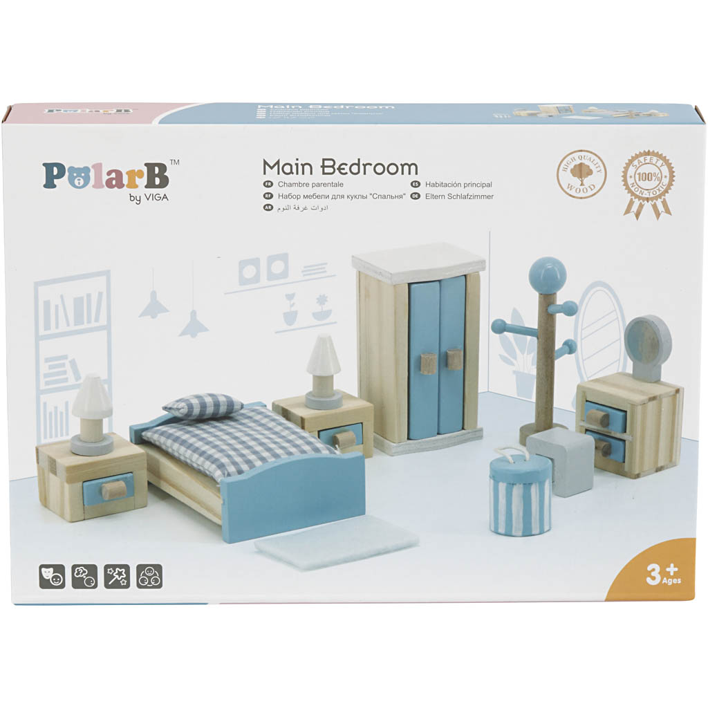 VIGA Puppenhausmöbel, Schlafzimmer, Größe 2x2x7,5 cm, 8 Teile/ 1 Set – Bild 2