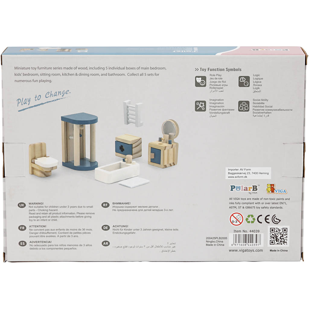 VIGA Puppenhausmöbel, Badezimmer, Größe 2x2x7,5 cm, 7 Teile/ 1 Set – Bild 4