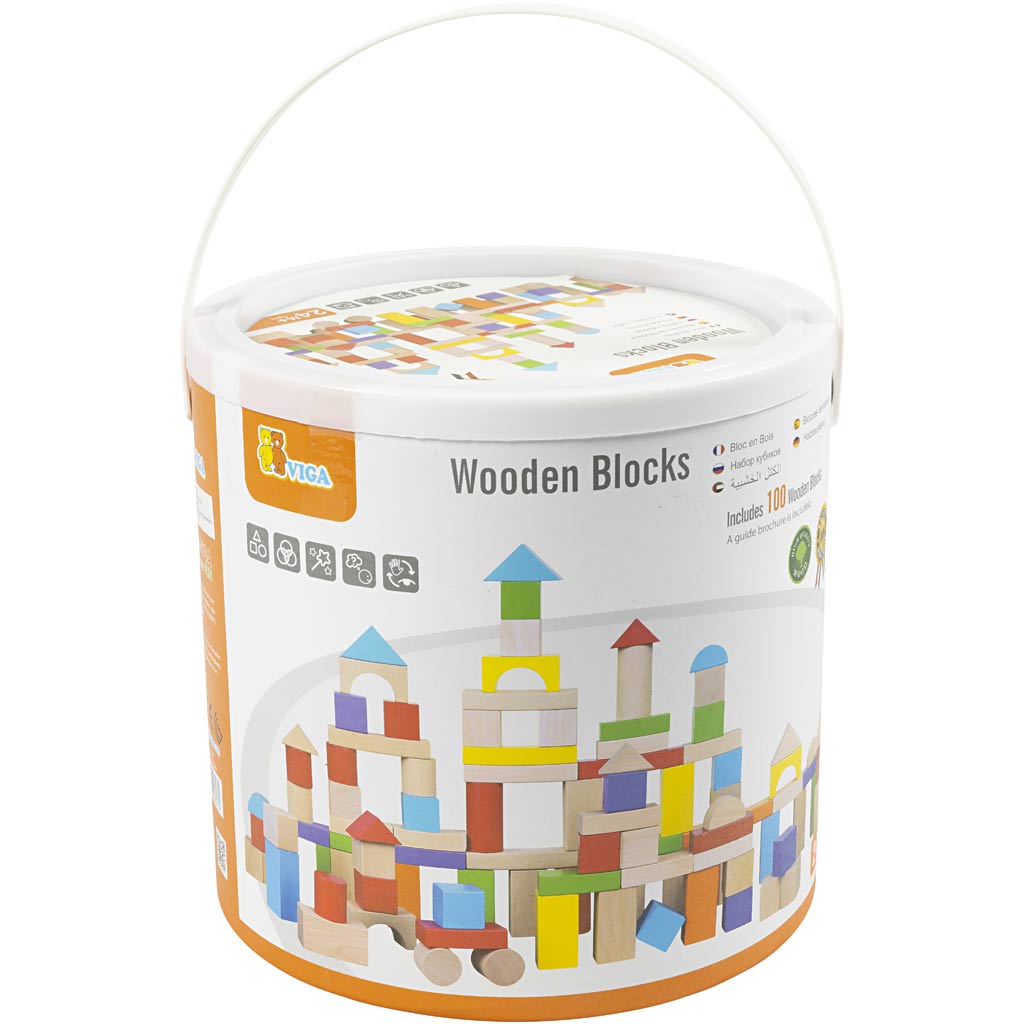 VIGA Holzblöcke, Größe 3 cm, 100 Teile/ 1 Pck – Bild 2