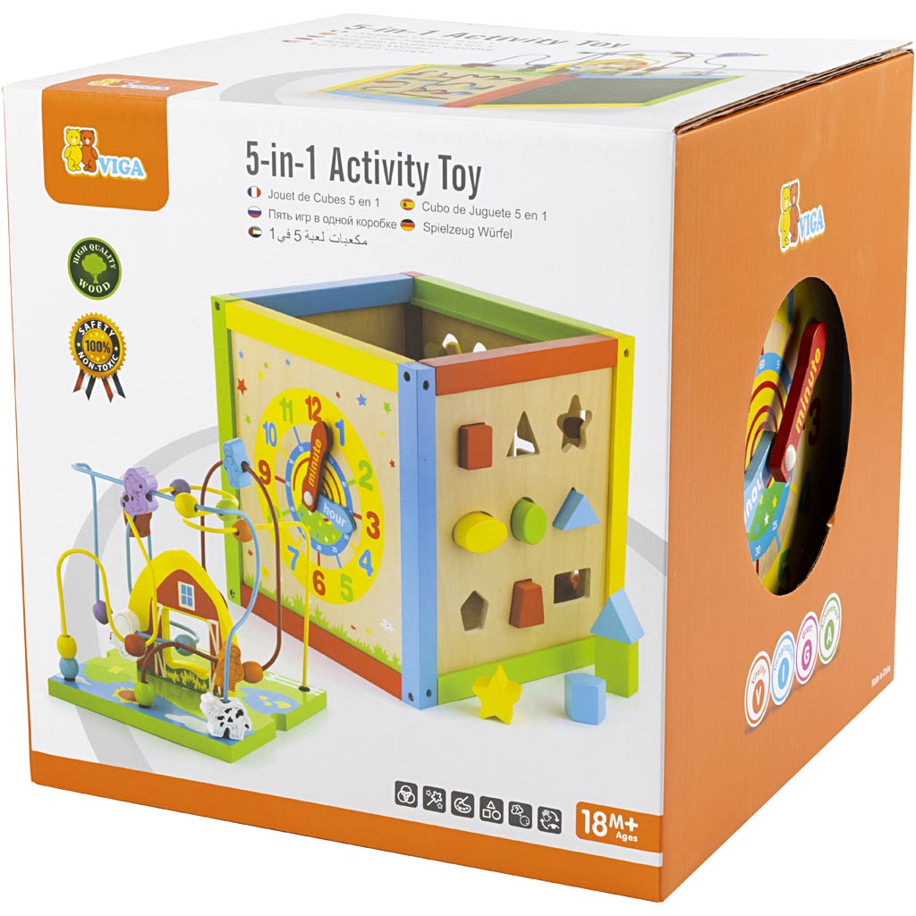 VIGA 5-in-1-Spielwürfel, Größe 30x30x55 cm, 1 Stk – Bild 2