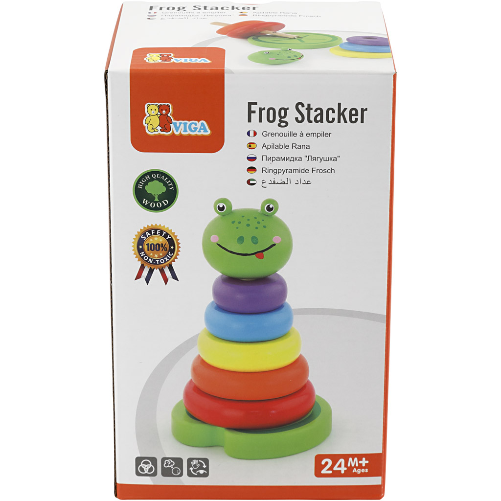 VIGA Stapelfrosch aus Holz, Größe 10x18 cm, 1 Stk – Bild 3