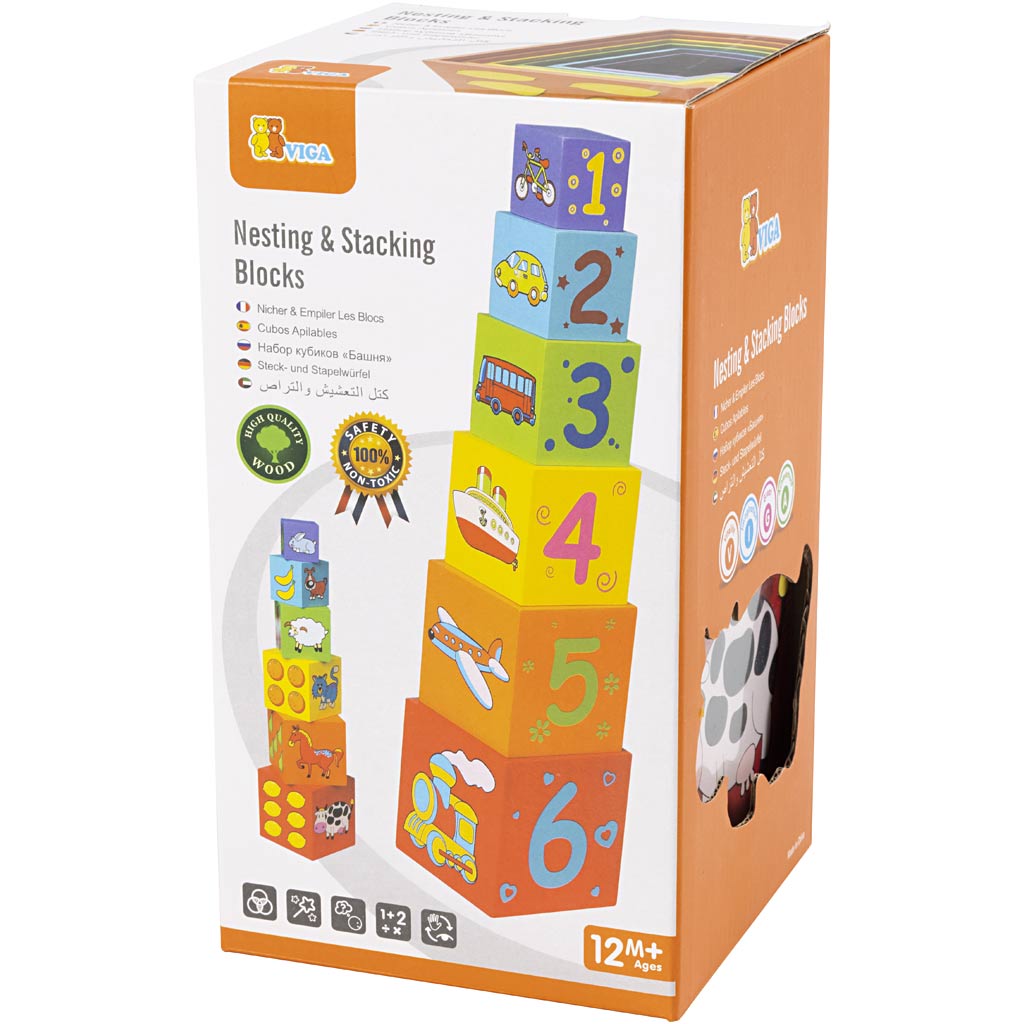 VIGA Stapelblöcke, Größe 48x11x11 cm, 6 Teile/ 1 Set – Bild 2