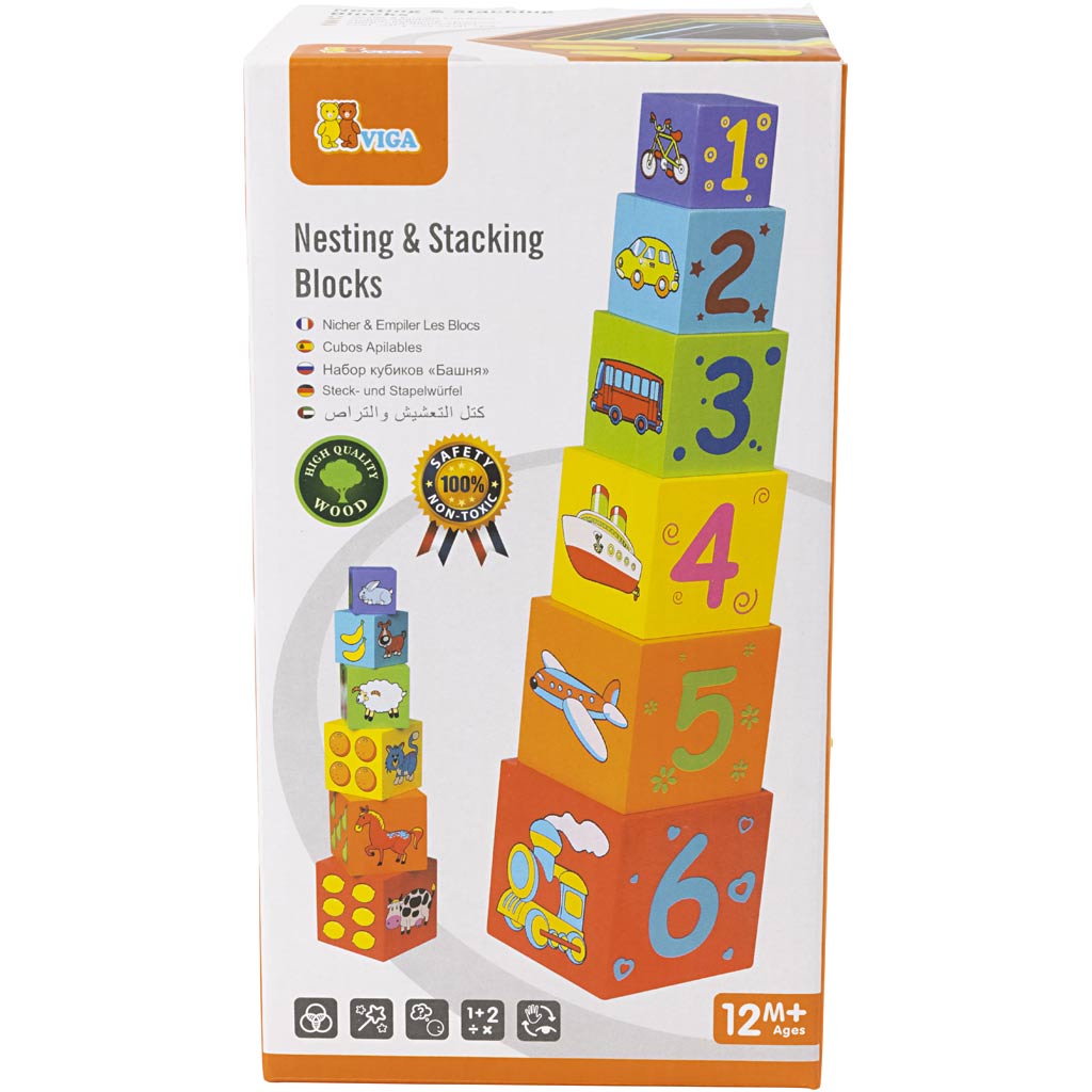 VIGA Stapelblöcke, Größe 48x11x11 cm, 6 Teile/ 1 Set – Bild 3