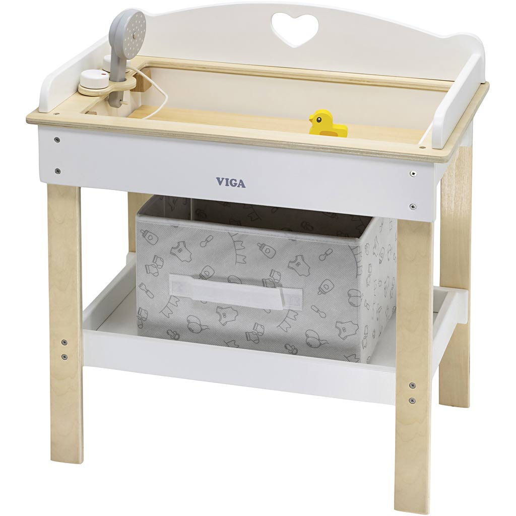 VIGA Puppen-Wickeltisch mit Badewanne, H 50 cm, L 54,5 cm, B 30 cm, 1 Stk – Bild 2
