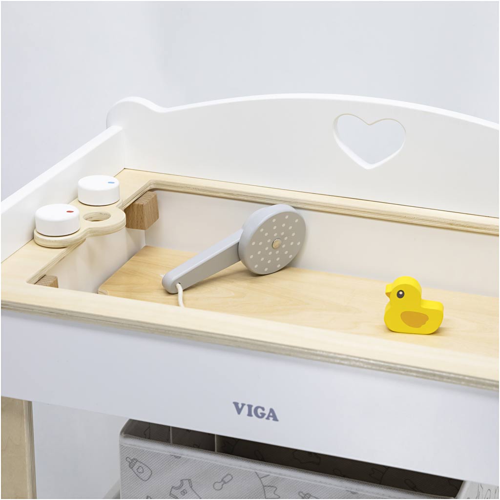 VIGA Puppen-Wickeltisch mit Badewanne, H 50 cm, L 54,5 cm, B 30 cm, 1 Stk – Bild 3