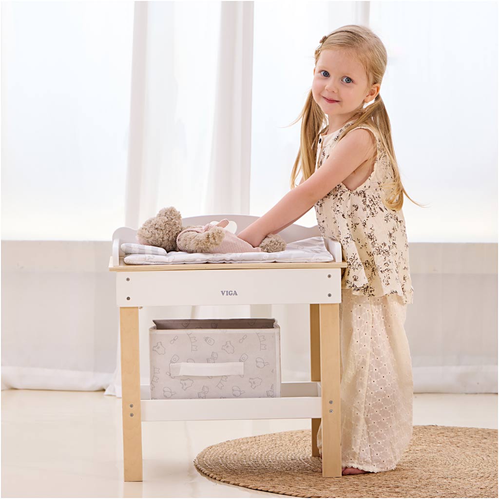 VIGA Puppen-Wickeltisch mit Badewanne, H 50 cm, L 54,5 cm, B 30 cm, 1 Stk – Bild 4
