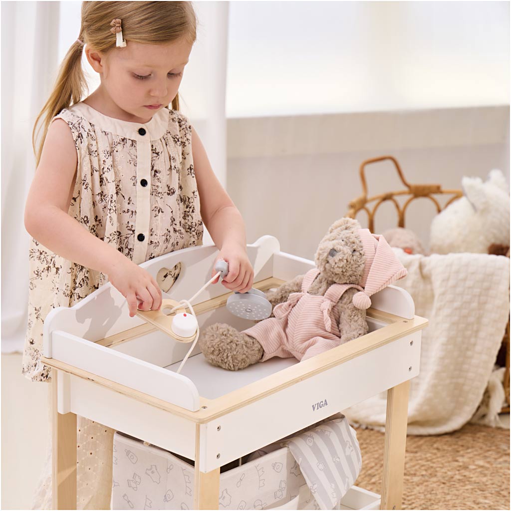 VIGA Puppen-Wickeltisch mit Badewanne, H 50 cm, L 54,5 cm, B 30 cm, 1 Stk – Bild 5