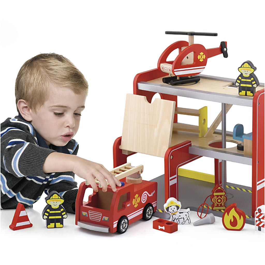 VIGA Feuerwehr aus Holz, Größe 35x26x28 cm, 1 Stk – Bild 4