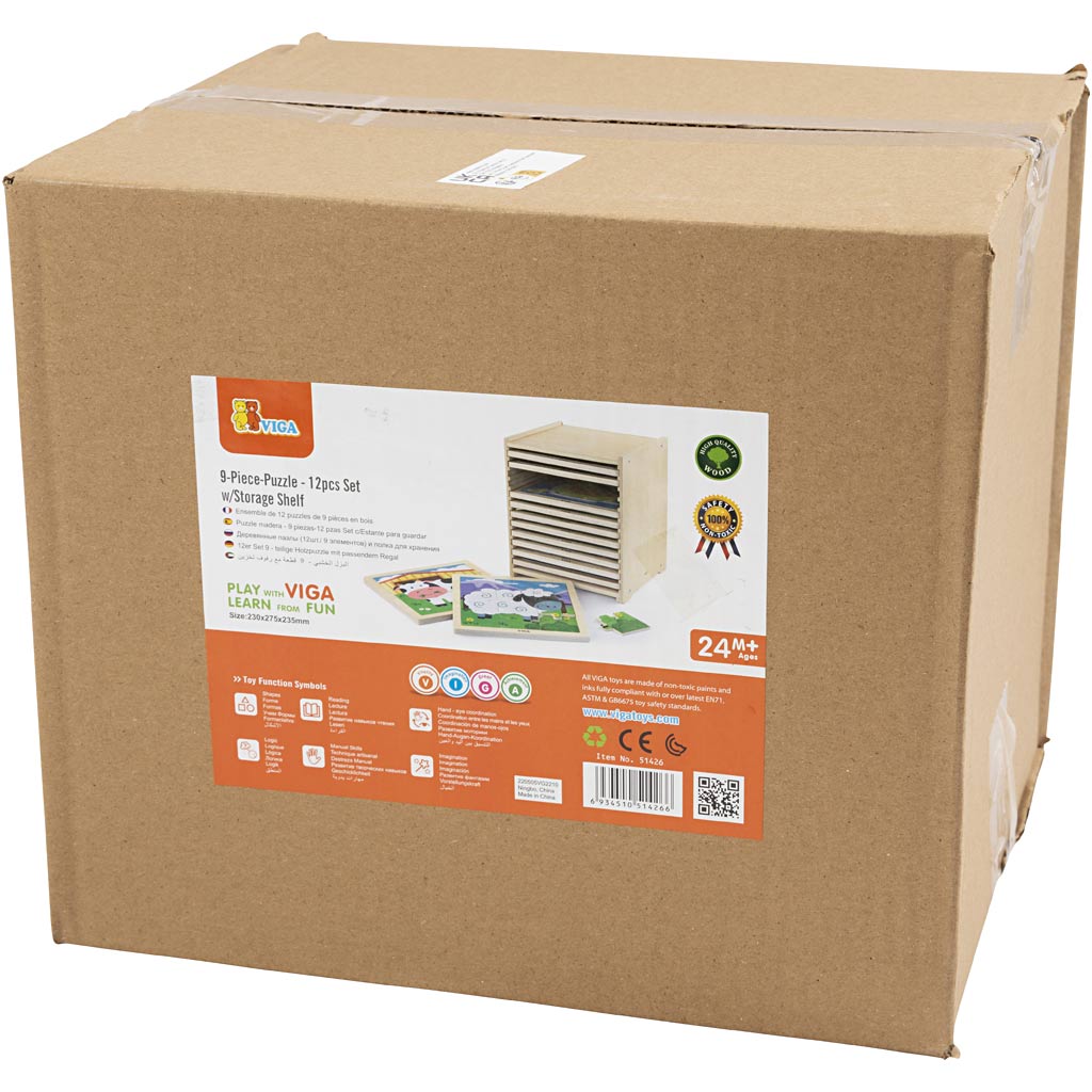 VIGA Puzzle-Set mit 12 Puzzles, Größe 23x27,5x23,5 cm, 12X9 Stücke, 12 Teile/ 1 Set – Bild 2
