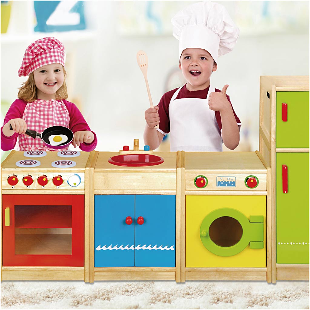 VIGA Spielküche aus Holz, H 54-92 cm, T 36 cm, B 160 cm, 4 Teile/ 1 Set – Bild 3