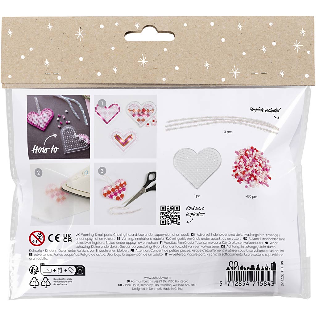 Mini Kreativ Set Bügelperlen, Weihnachtsherzen, Pink, Hellpink, Primärrot, Weiß, 1 Pck – Bild 2