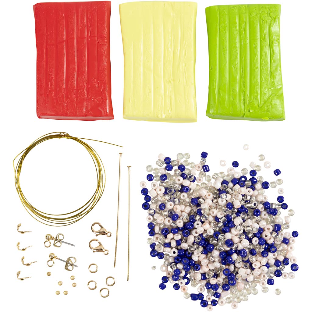 Mini Kreativ Set Schmuck, Halskette und Ohrringe, Königsblau, 1 Pck – Bild 3