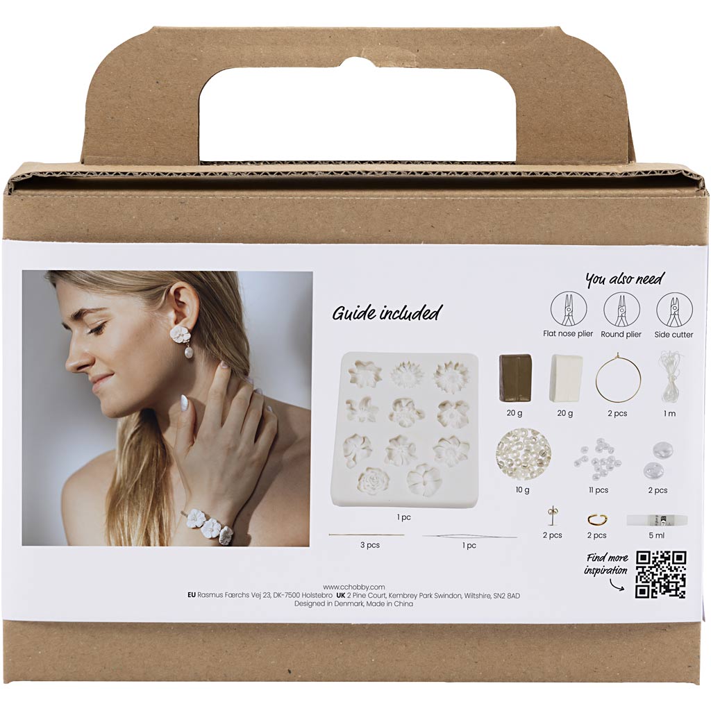 Mini Kreativ Set Schmuck, Ohrringe, Armband und Halskette im Blumendesign, Beige, Hellbeige, Beige, 1 Pck – Bild 2