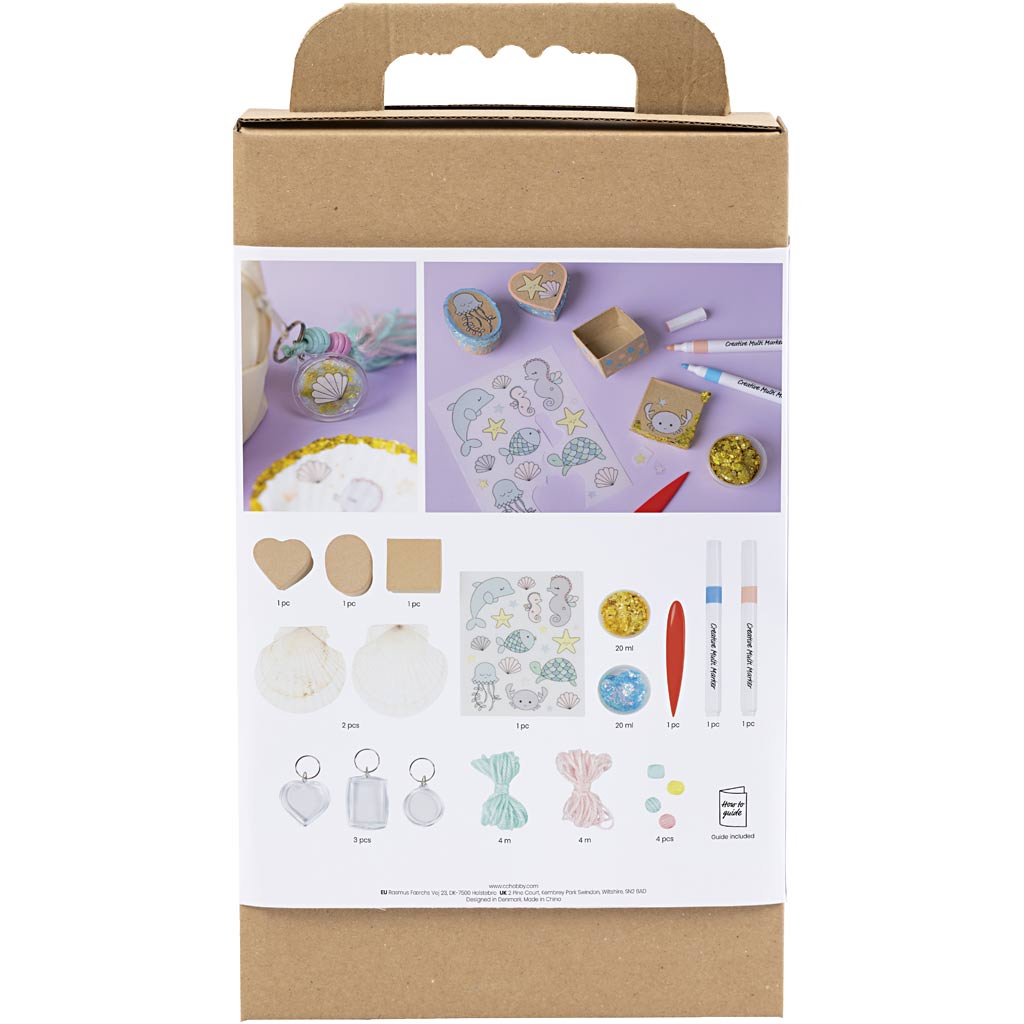 Kreativ Set Dekoration, Kartons, Muscheln, Kerzenhalter, Pastellfarben, 1 Pck – Bild 2